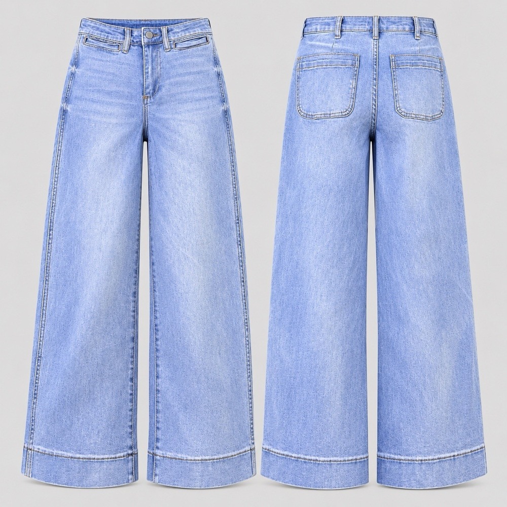OAT New York Wide Leg Jeans womens 2/26/24" light blue hemmed